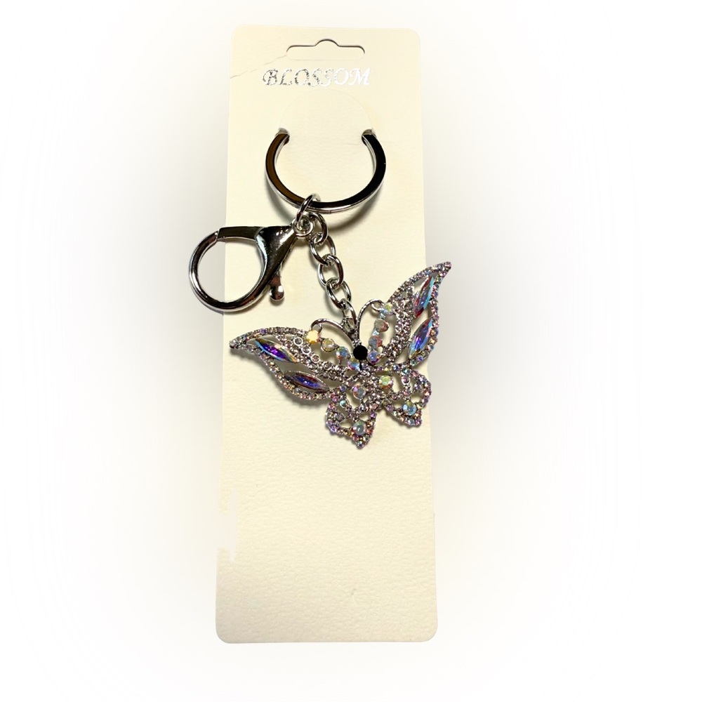 Elegant Silver Butterfly Keychain or Bag Charm